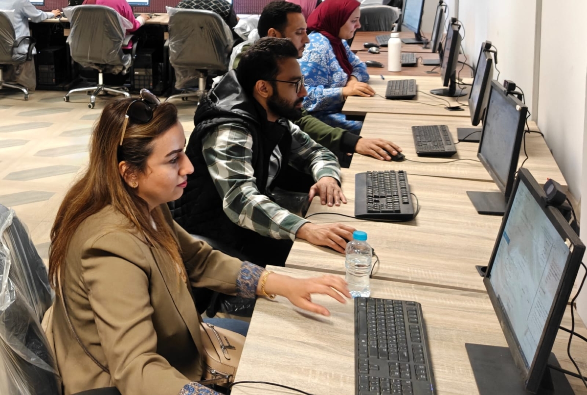 جانب من اختبار اساسيات التحول الرقمي للاخوة الوافدين بجامعة بنها